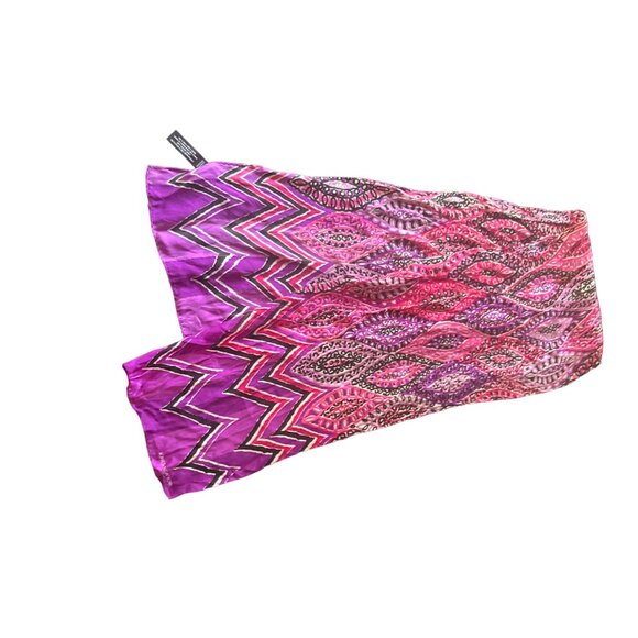 Jones New York Pink Purple Abstract Pink Silk Scarf - Picture 1 of 6